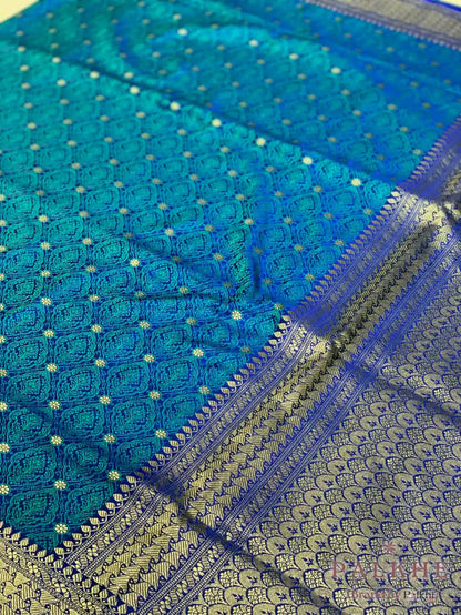 Royal Blue Banarasi Butis in Tanchoi Semi Silk