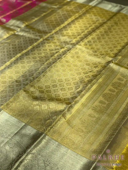 Pink Kanjivaram Elephant Motifs in Pure Silk
