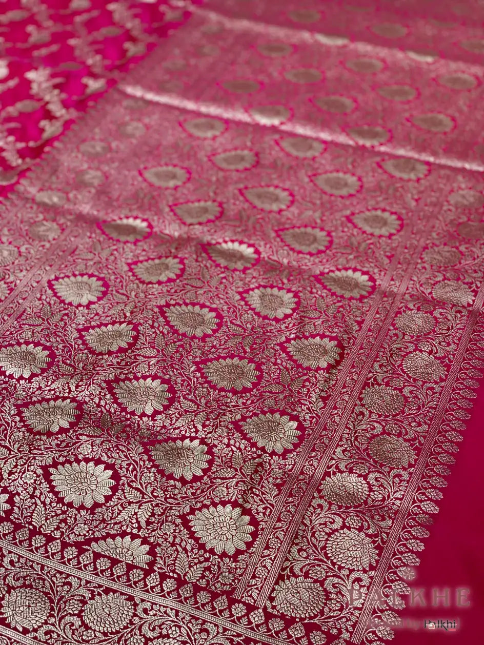 Rich Rani Pink Banarasi Floral Jaal in Pure