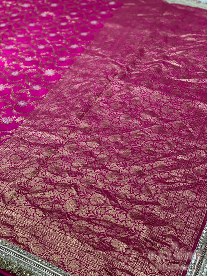 Pink Jaal Banarasi x Hand Embroidery