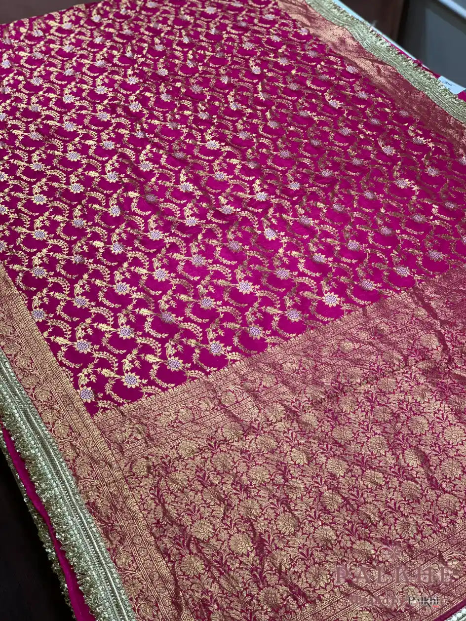 Pink Jaal Banarasi x Hand Embroidery