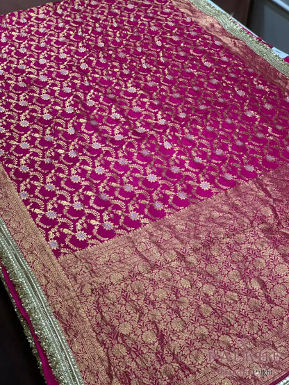 Pink Jaal Banarasi x Hand Embroidery