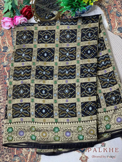 Black Bandhej in Pure Georgette