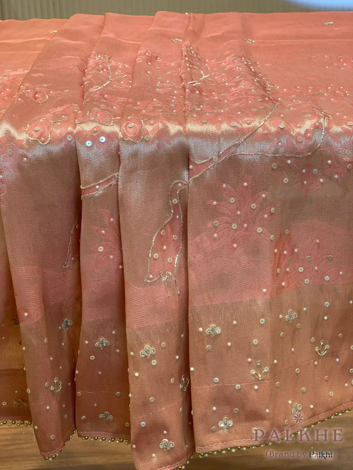 Peach Floral Fancy x Hand Embroidery