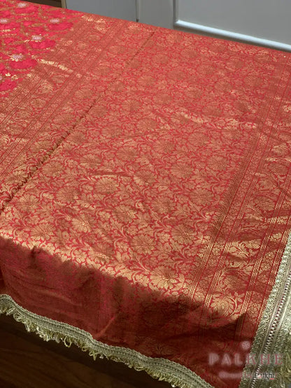 Maroon Floral Jaal Banarasi x Kiran Border (CO95)