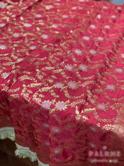 Maroon Floral Jaal Banarasi x Kiran Border (CO95)