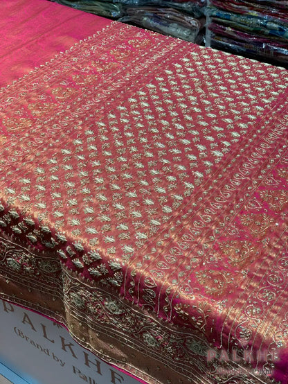 Magenta-Pink Kanjivaram x Hand Embroidery (CN22)