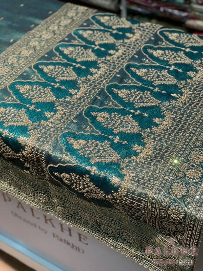 Peacock Green Floral Jaal Kanjivaram x Hand Embroidery (CJ21)