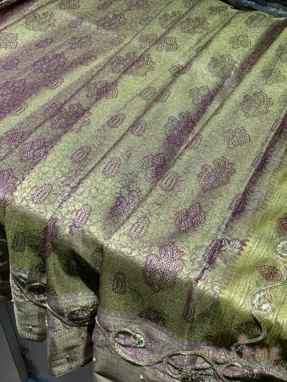 Purple Buttis Kanjivaram x Hand Embroidery