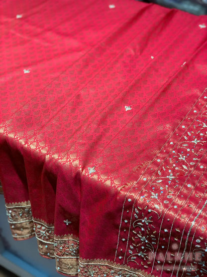 Red Buttis Kanjivaram x Hand Embroidery (CP00)