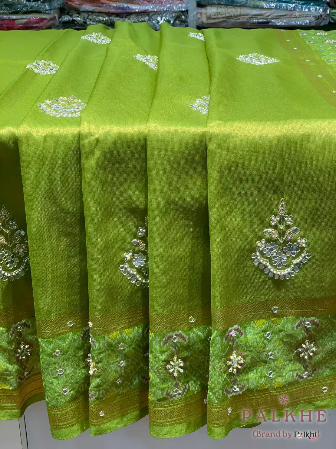 Lime Green Buttas Patola x Hand Embroidery (CM97)