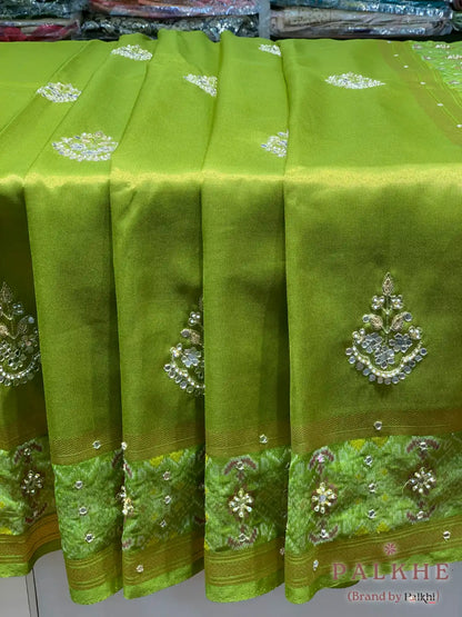 Lime Green Buttas Patola x Hand Embroidery (CM97)