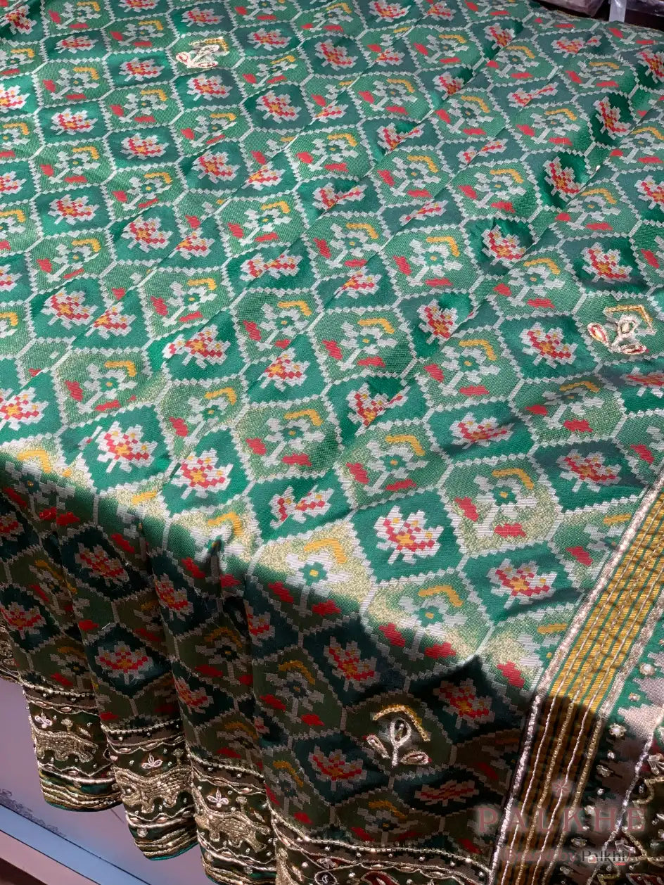 Bottle Green Geometric Patola x Hand Embroidery