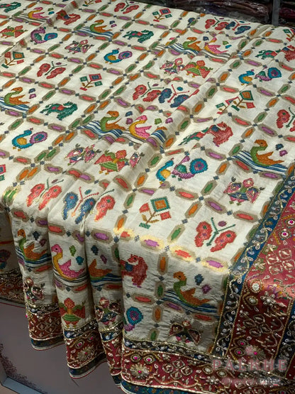 Multicolor Animal Motifs Pashmina x Hand Embroidery