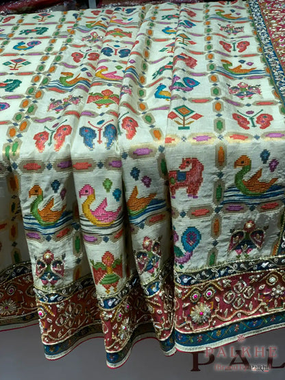 Multicolor Animal Motifs Pashmina x Hand Embroidery
