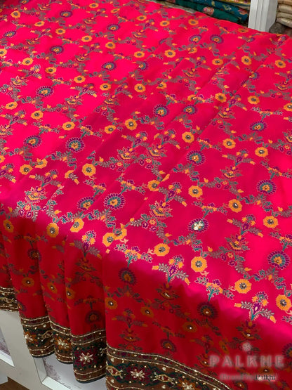 Rani Pink Floral Banarasi x Hand Embroidery (CA90)