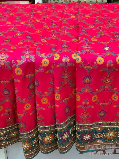 Rani Pink Floral Banarasi x Hand Embroidery (CA90)