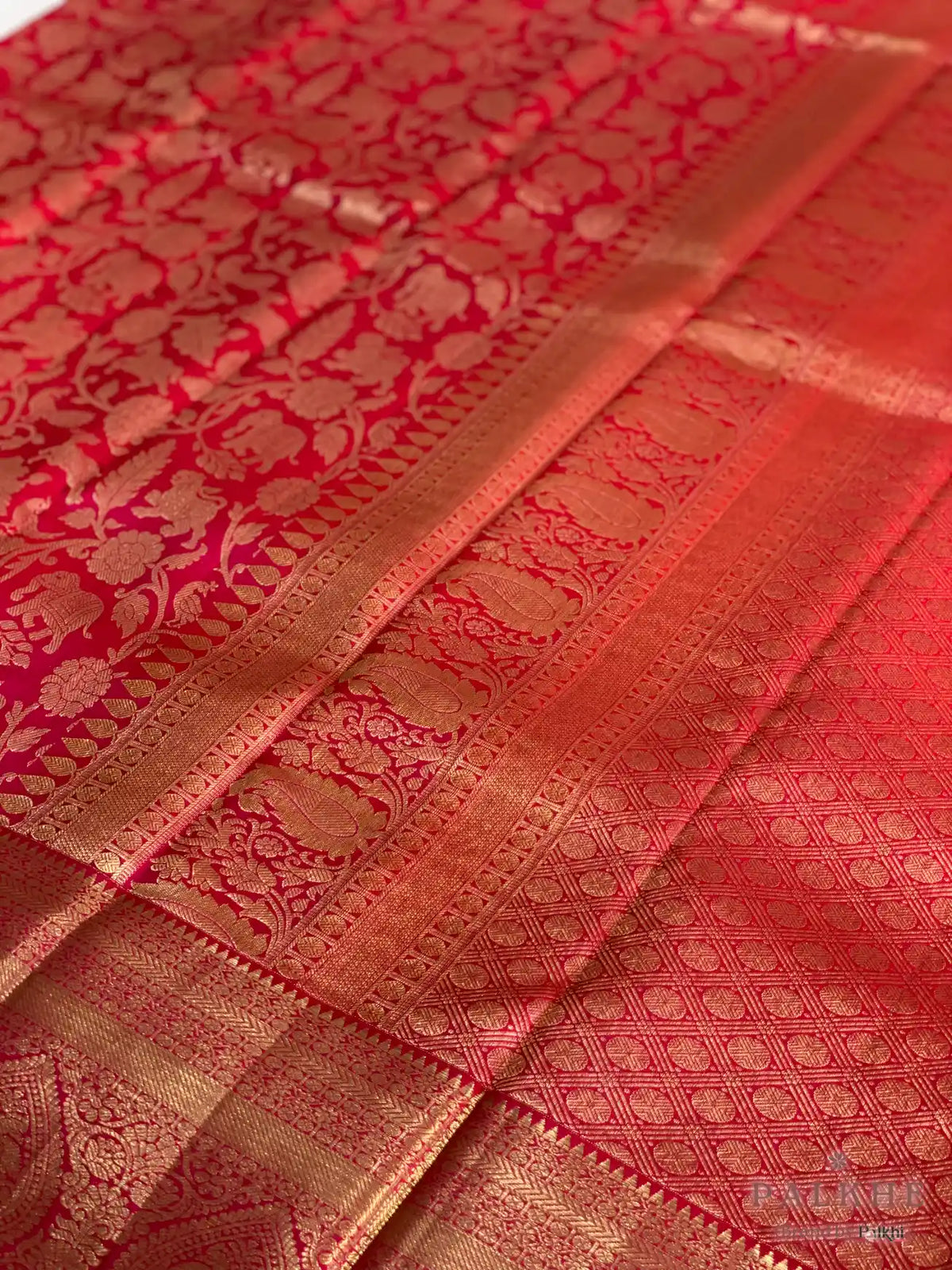 Red Kanjivaram Shikargah in Pure Silk (CM73)