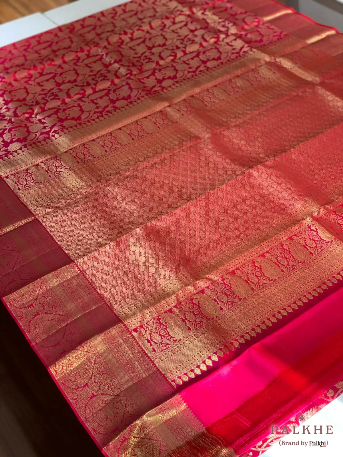 Red Kanjivaram Shikargah in Pure Silk (CM73)