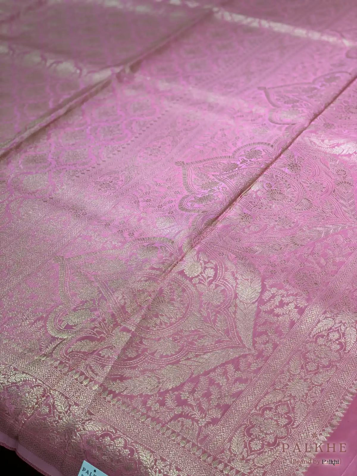 Pink Banarasi Floral Brocade in Pure Silk (CP58)