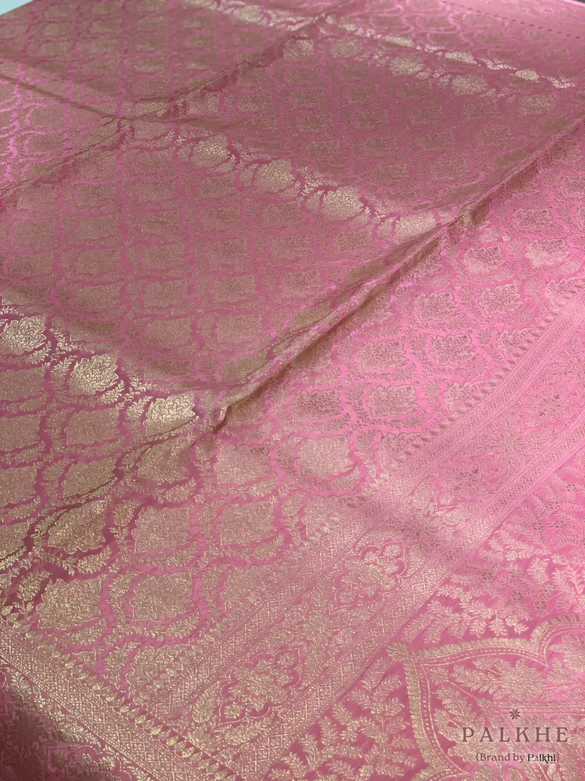 Pink Banarasi Floral Brocade in Pure Silk (CP58)