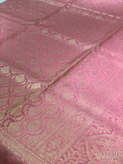 Pink Banarasi Floral Brocade in Pure Silk (CP58)