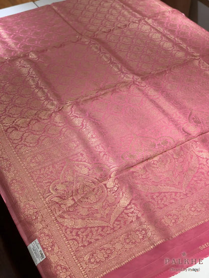 Pink Banarasi Floral Brocade in Pure Silk (CP58)