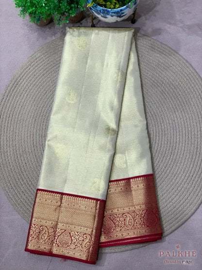 Cream Kanjivaram Buttas in Pure Silk (CN80)