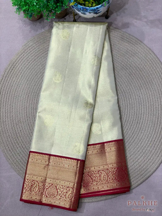 Cream Kanjivaram Buttas in Pure Silk (CN80)