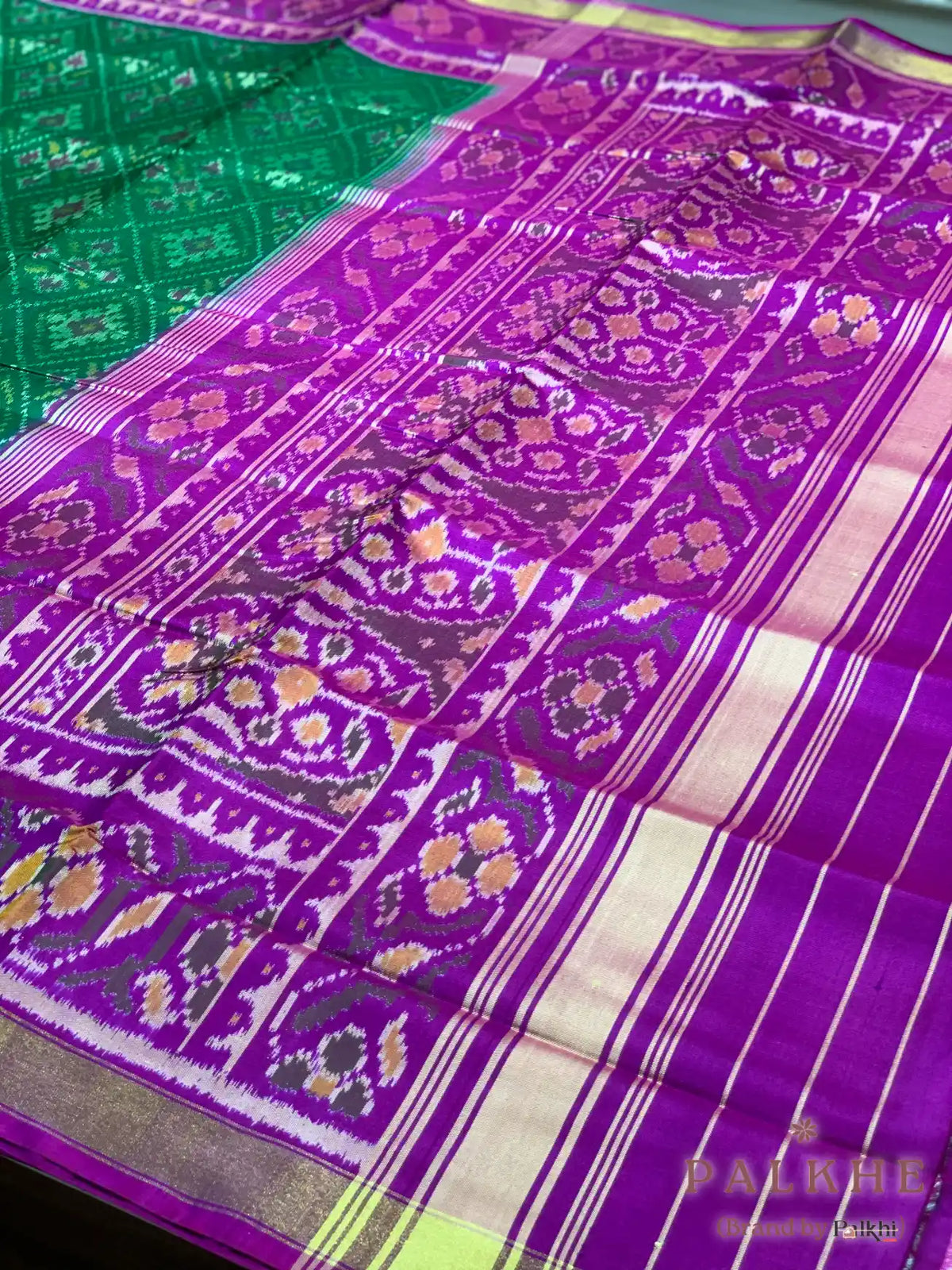 Green & Purple Patola Rajkot in Pure Silk (CS48)