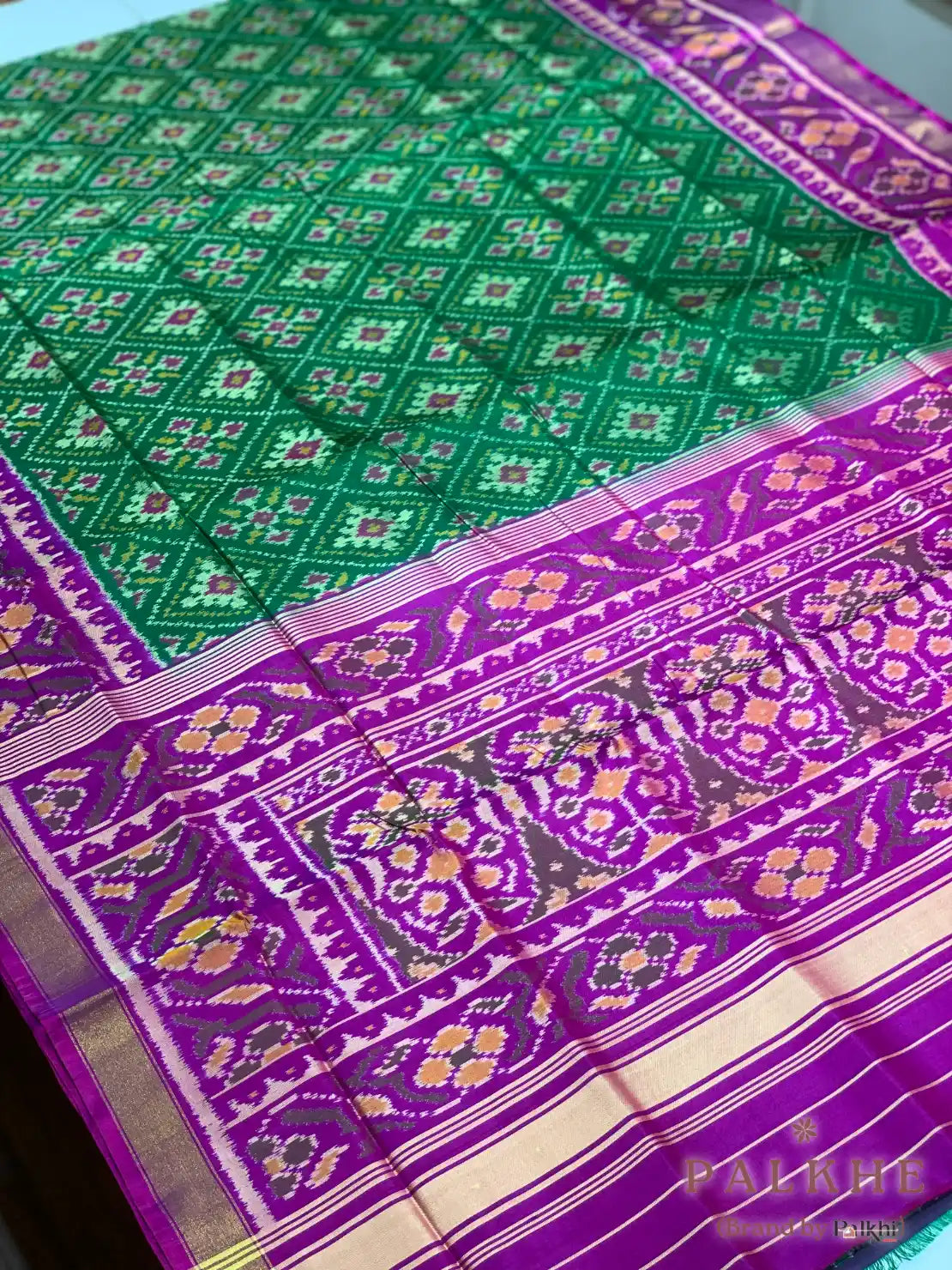 Green & Purple Patola Rajkot in Pure Silk (CS48)
