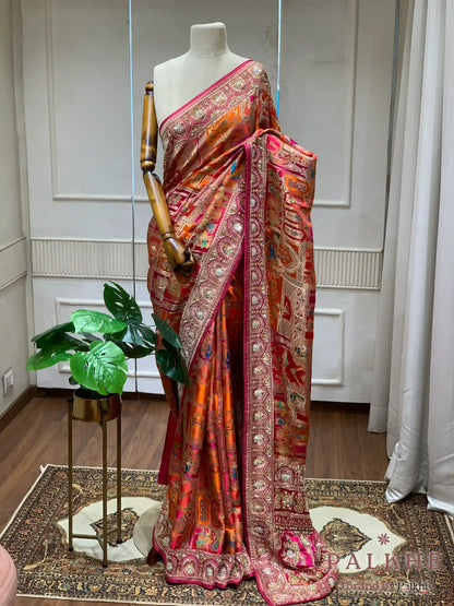 Rust Orange Traditional Motifs Rangkat x Hand Embroidery (CR29)