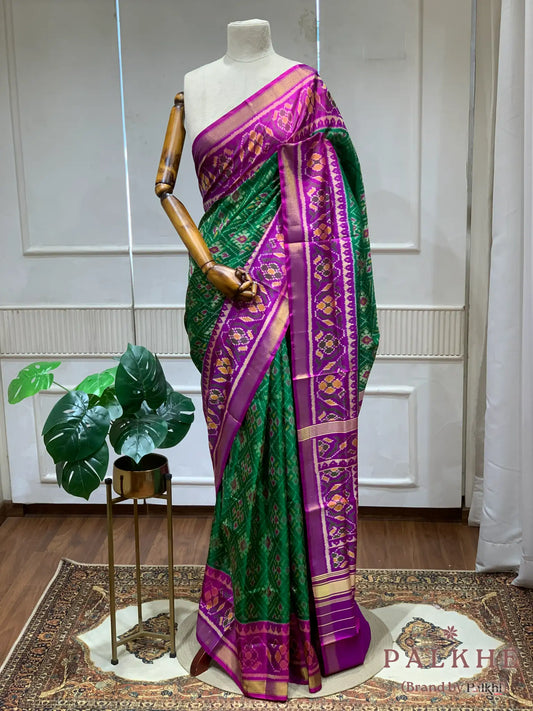 Green & Purple Patola Rajkot in Pure Silk (CS48)