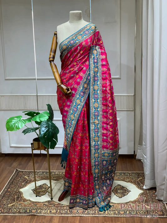 Rani Pink Floral Banarasi x Hand Embroidery (CA90)