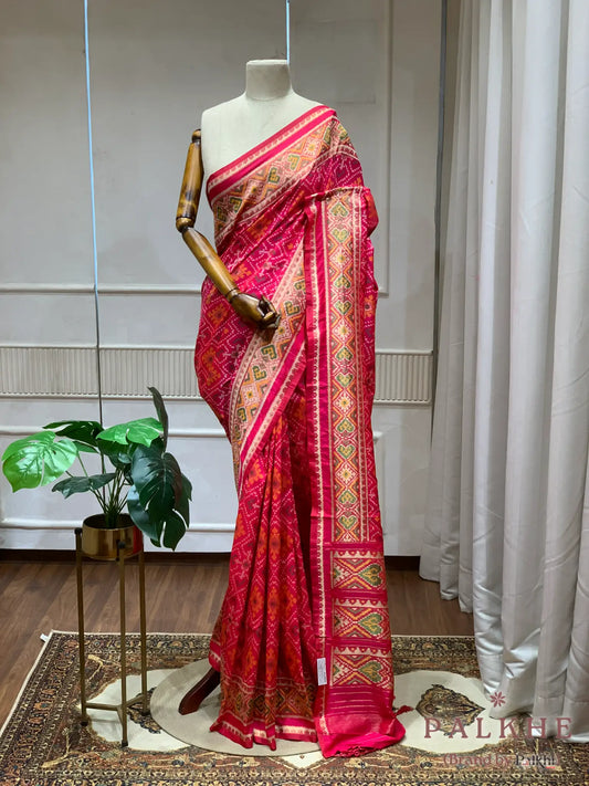 Rani Pink Patola Geometric in Semi Silk (BH38)