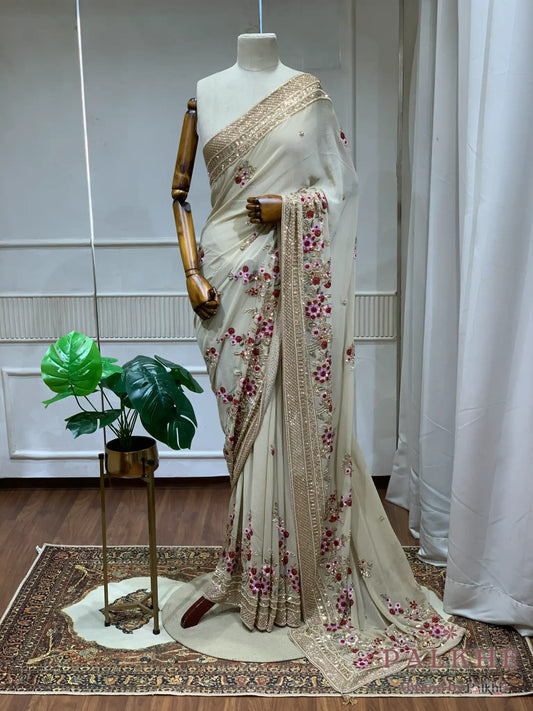 Beige Georgette Fancy x Hand Embroidery (CS63)