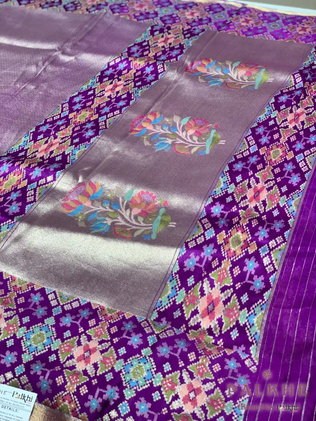 Purple Kanjivaram Geometric in Semi Kanjivaram Patola (CS89)