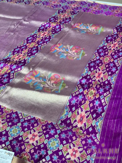 Purple Kanjivaram Geometric in Semi Kanjivaram Patola (CS89)