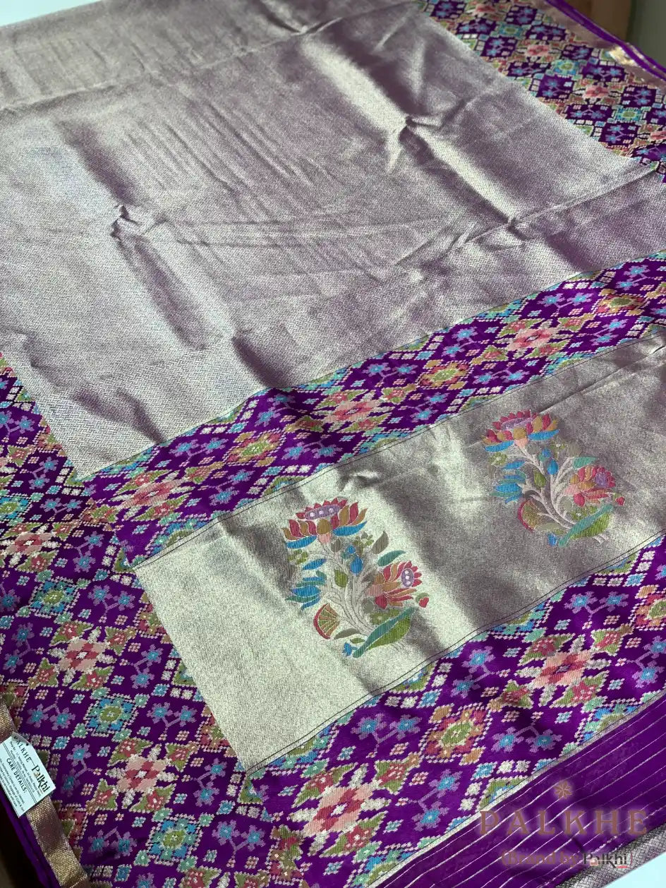 Purple Kanjivaram Geometric in Semi Kanjivaram Patola (CS89)