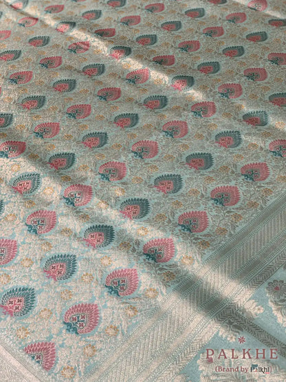 Sea Green Kanjivaram Buttas in Semi Tissue Brocade (AW60)