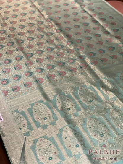 Sea Green Kanjivaram Buttas in Semi Tissue Brocade (AW60)