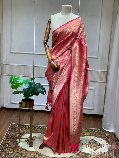 Red Banarasi Floral in Semi Brocade Silk (CT75)