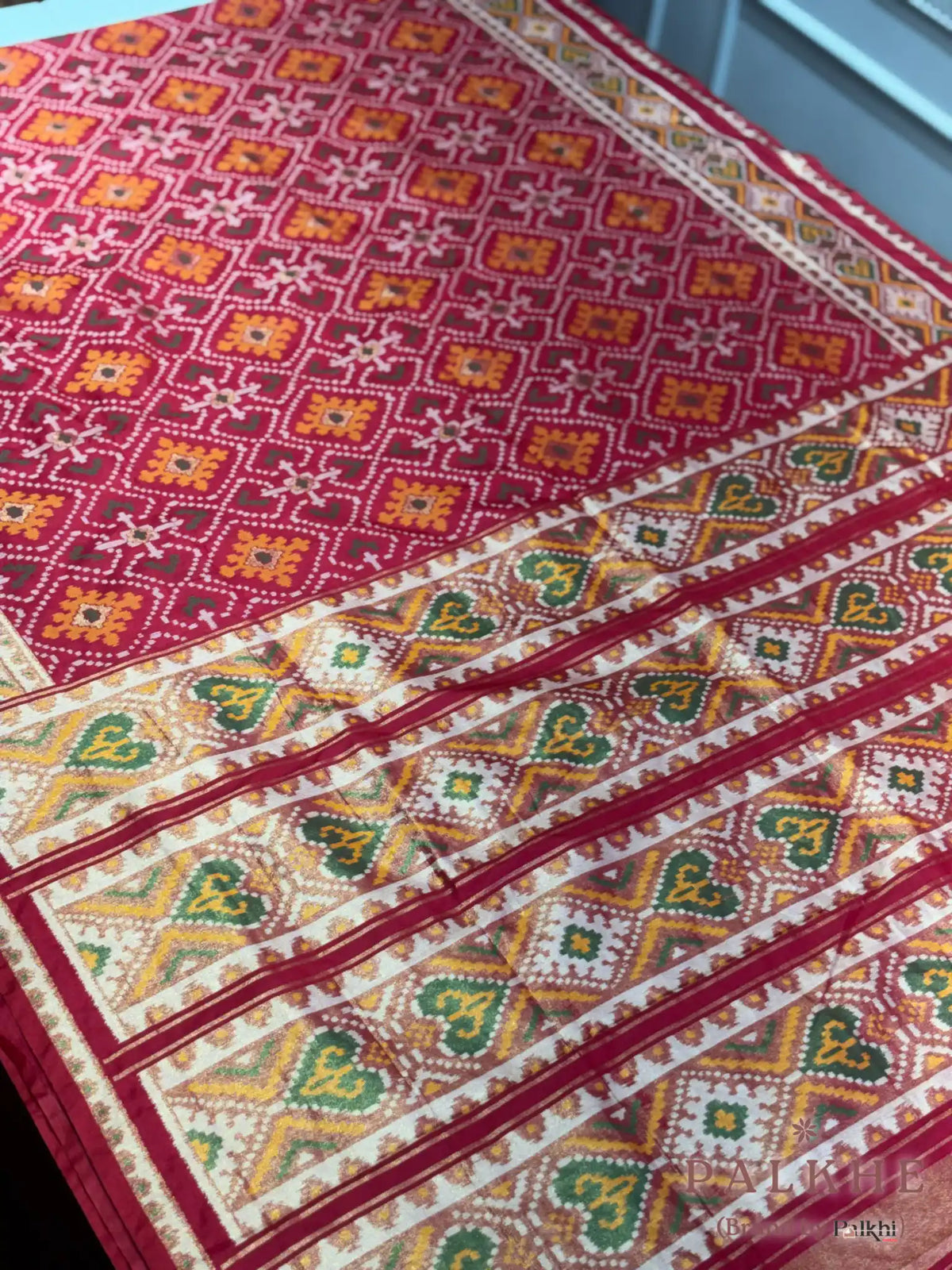Red Patola Geometric in Semi Silk (BH38)