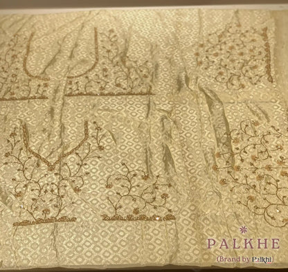 Cream Floral Banarasi x Hand Embroidery (CU05)