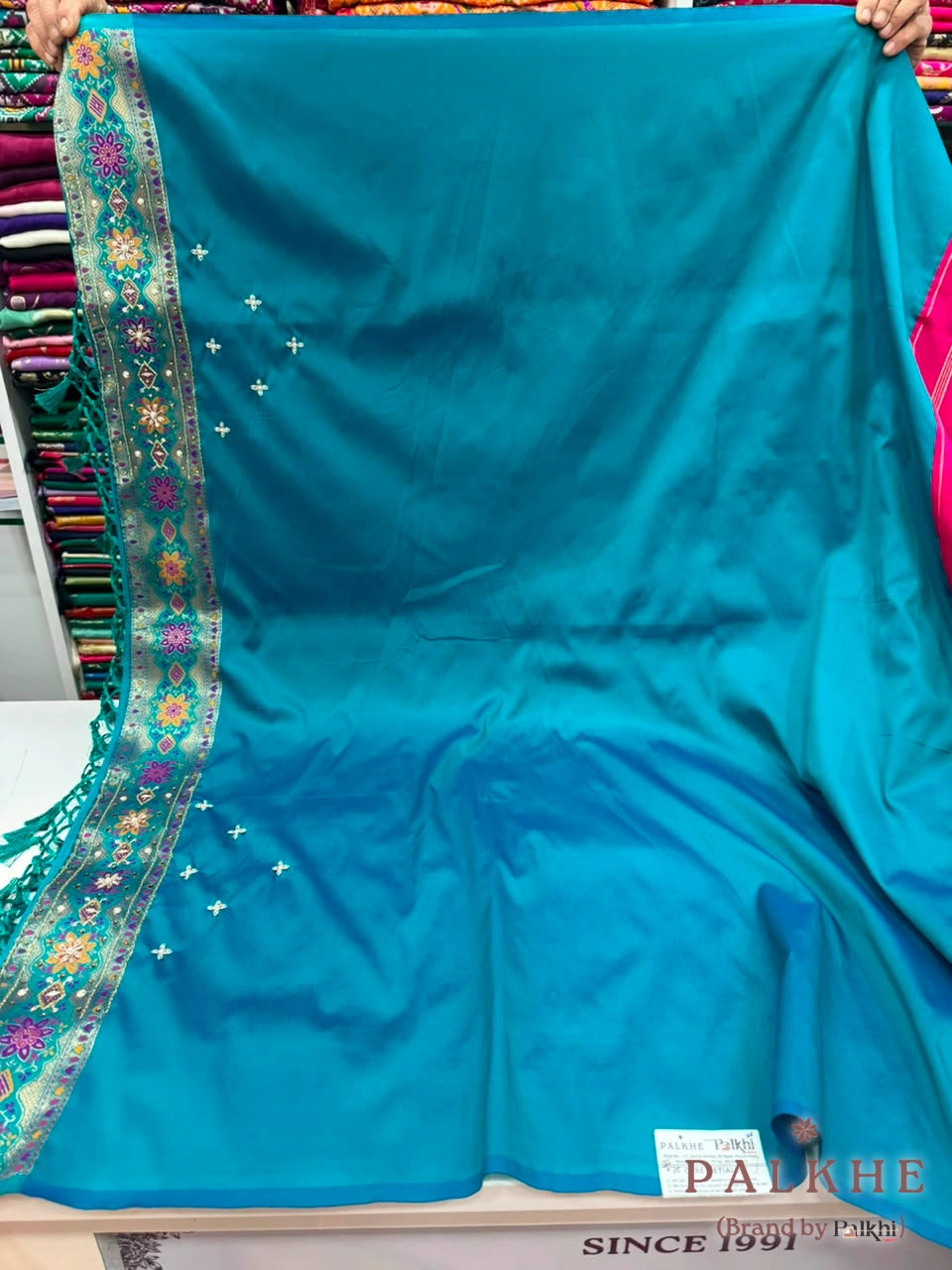 Rani Pink Floral Banarasi x Hand Embroidery (CA90)