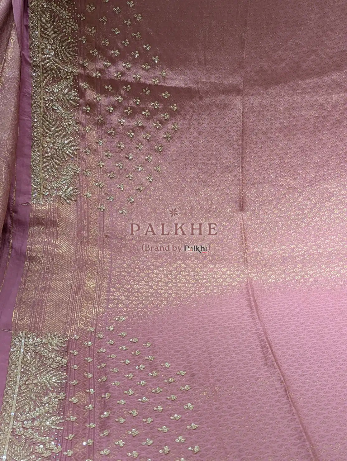 Lavender Floral Jaal Tissue Brocade Silk x Hand Embroidery