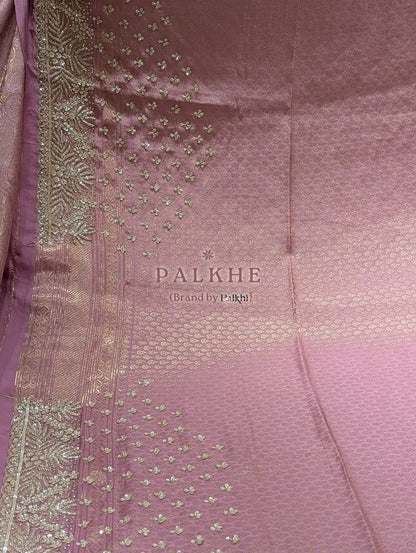 Lavender Floral Jaal Tissue Brocade Silk x Hand Embroidery