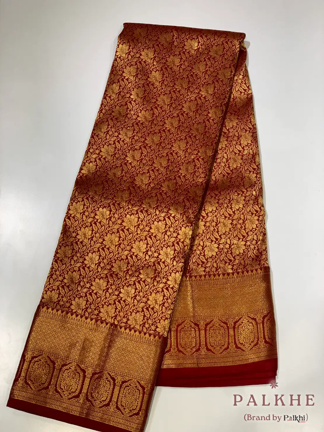 Maroon Floral Jaal in Pure Kanjivaram Silk