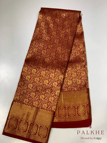 Maroon Floral Jaal in Pure Kanjivaram Silk
