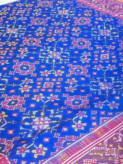 Royal Blue Patola Traditional Figures in Pure Silk
